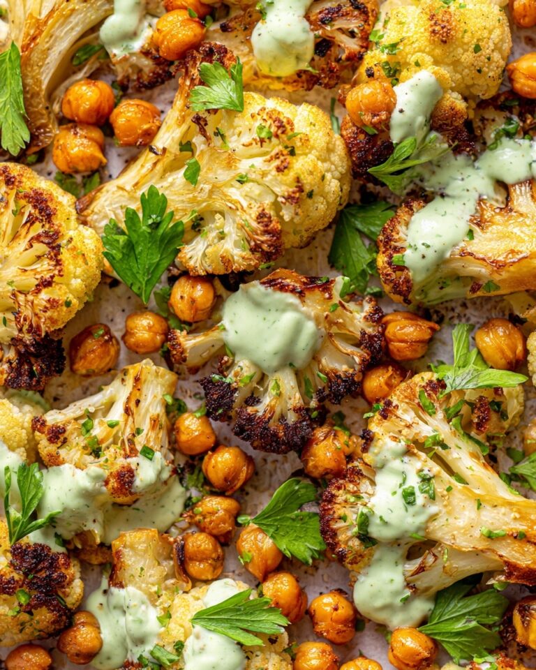 Roasted Cauliflower and Chickpeas with Herby Tahini Sauce Recipe