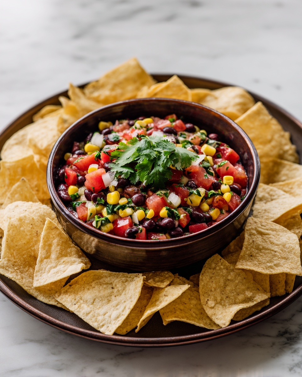 Black Bean and Corn Salsa with Tortilla Chips Recipe - Recipe Image