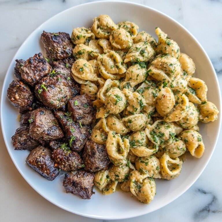 Steak Bites and Rotini in Garlic Parmesan Sauce Recipe