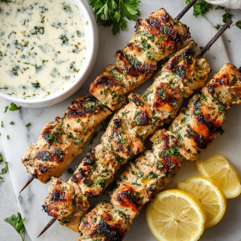 Greek Lemon Chicken Skewers with Tzatziki Sauce Recipe