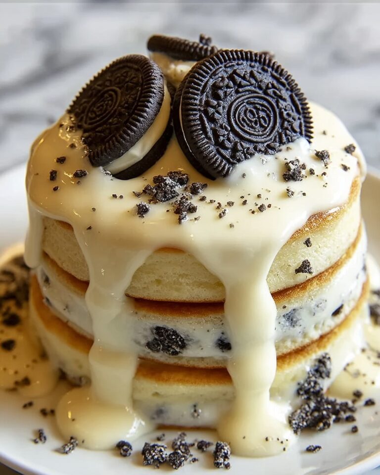 Oreo Pancakes with Cream Cheese Drizzle Recipe