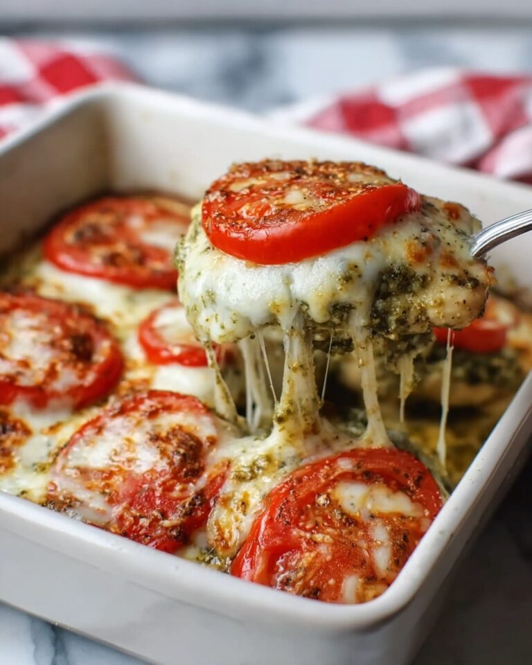 Pesto Chicken Bake with Tomatoes and Mozzarella Recipe