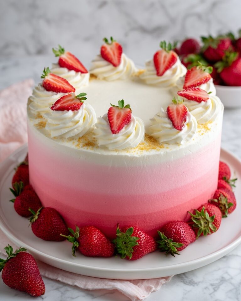 Vanilla Strawberry Ombre Cake Recipe