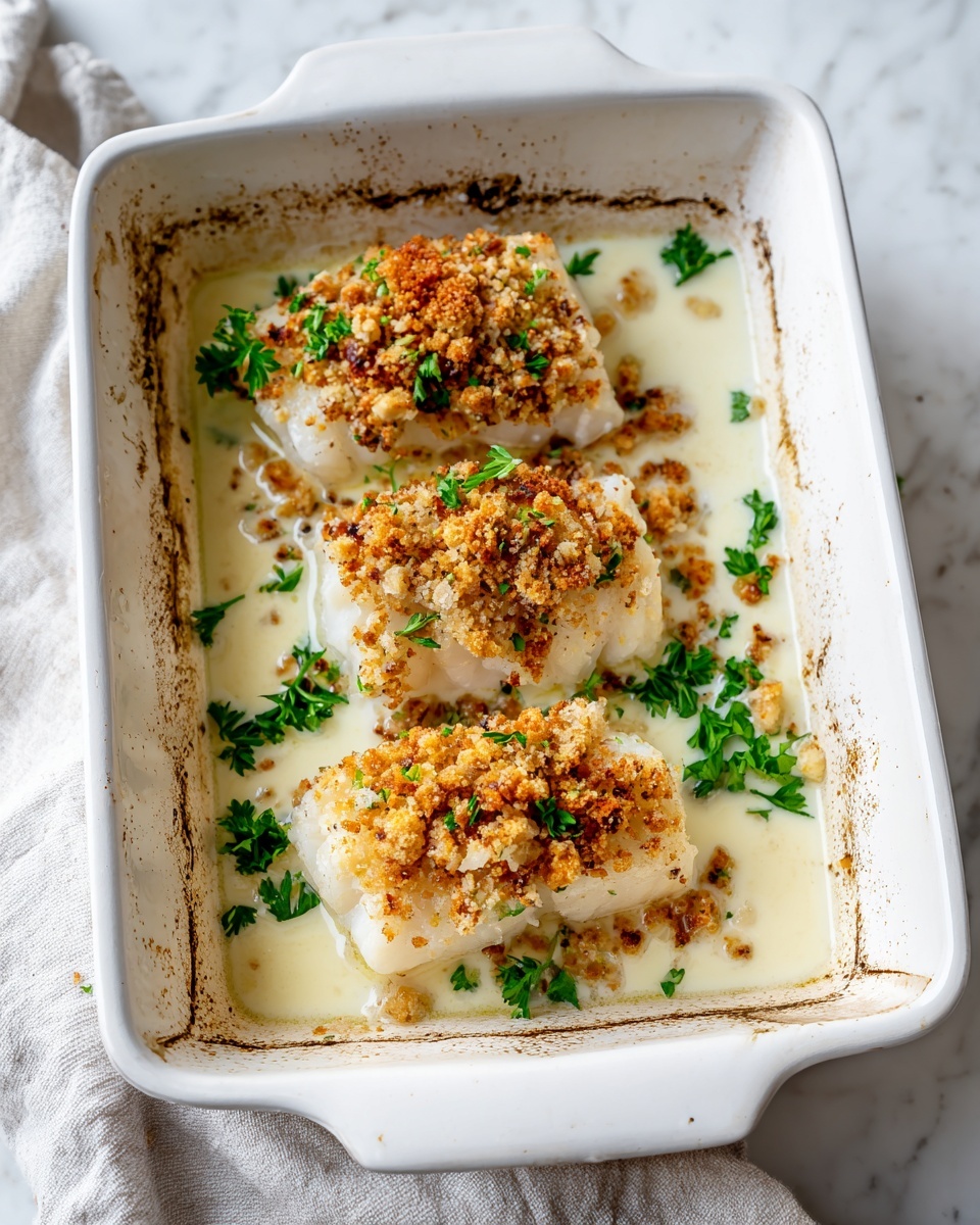 Creamy Lemon Garlic Baked Cod Recipe - Recipe Image