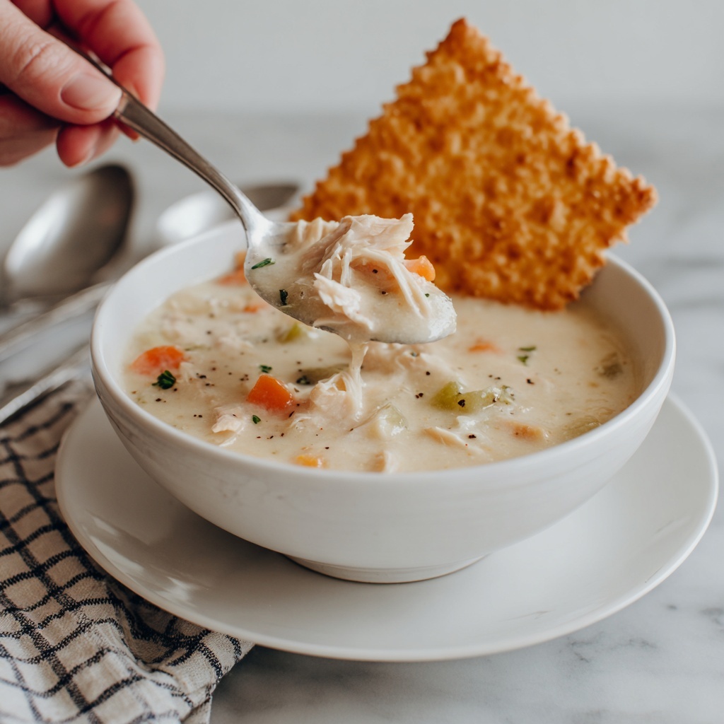 Chicken Pot Pie Soup with Cheddar Parsley Crust Dippers Recipe - Recipe Image