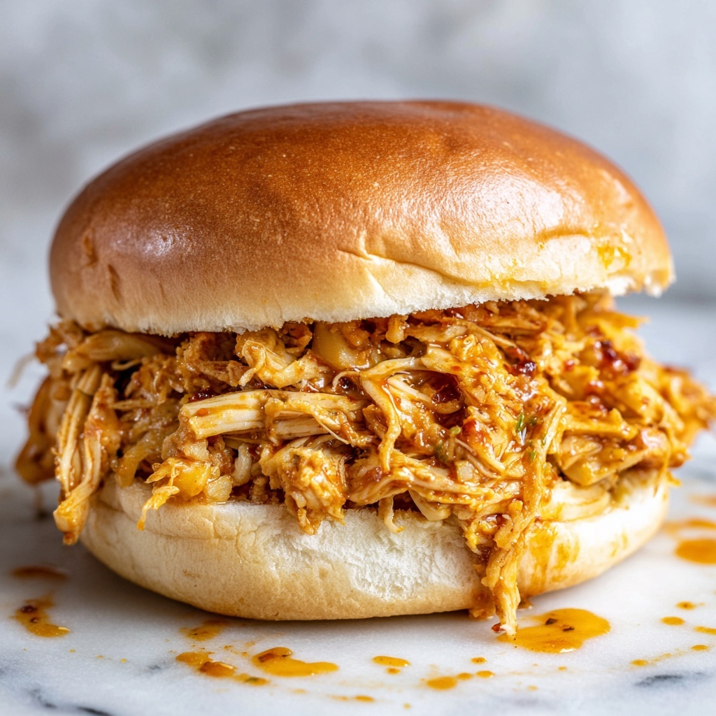 Spicy Shredded Buffalo Chicken Sandwich Recipe - Recipe Image