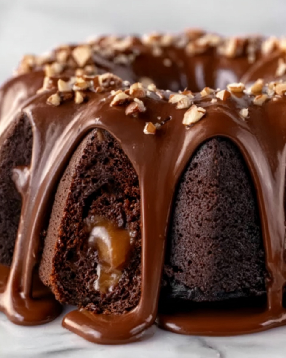 Gooey Chocolate Caramel Turtle Cake Roll Recipe - Recipe Image