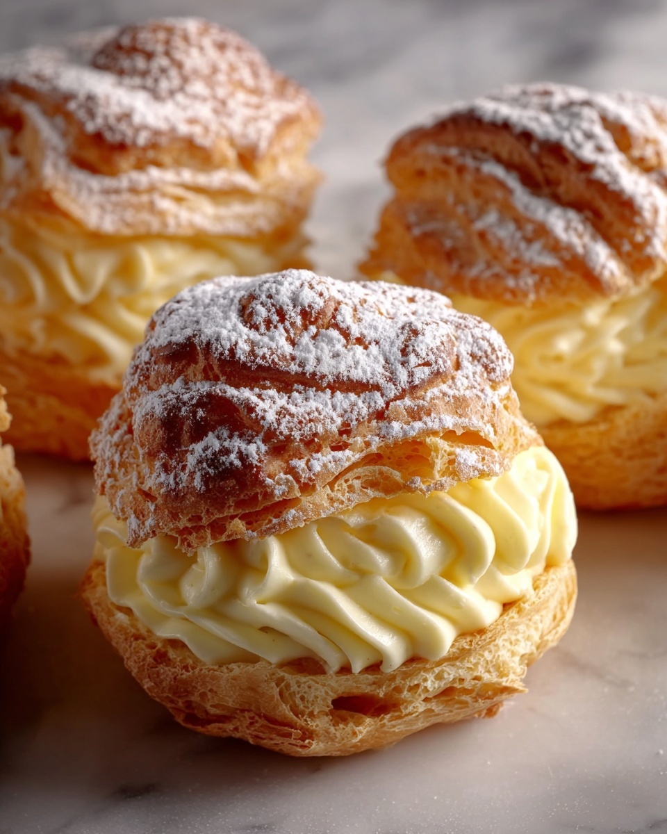Cream Puffs with Vanilla Whipped Cream and Powdered Sugar Glaze Recipe - Recipe Image