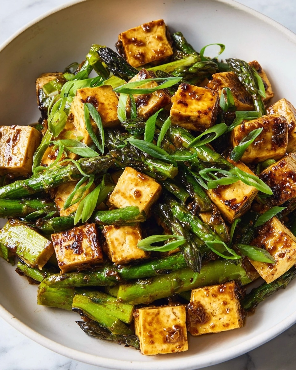 Miso-Chile Asparagus with Tofu Recipe - Recipe Image