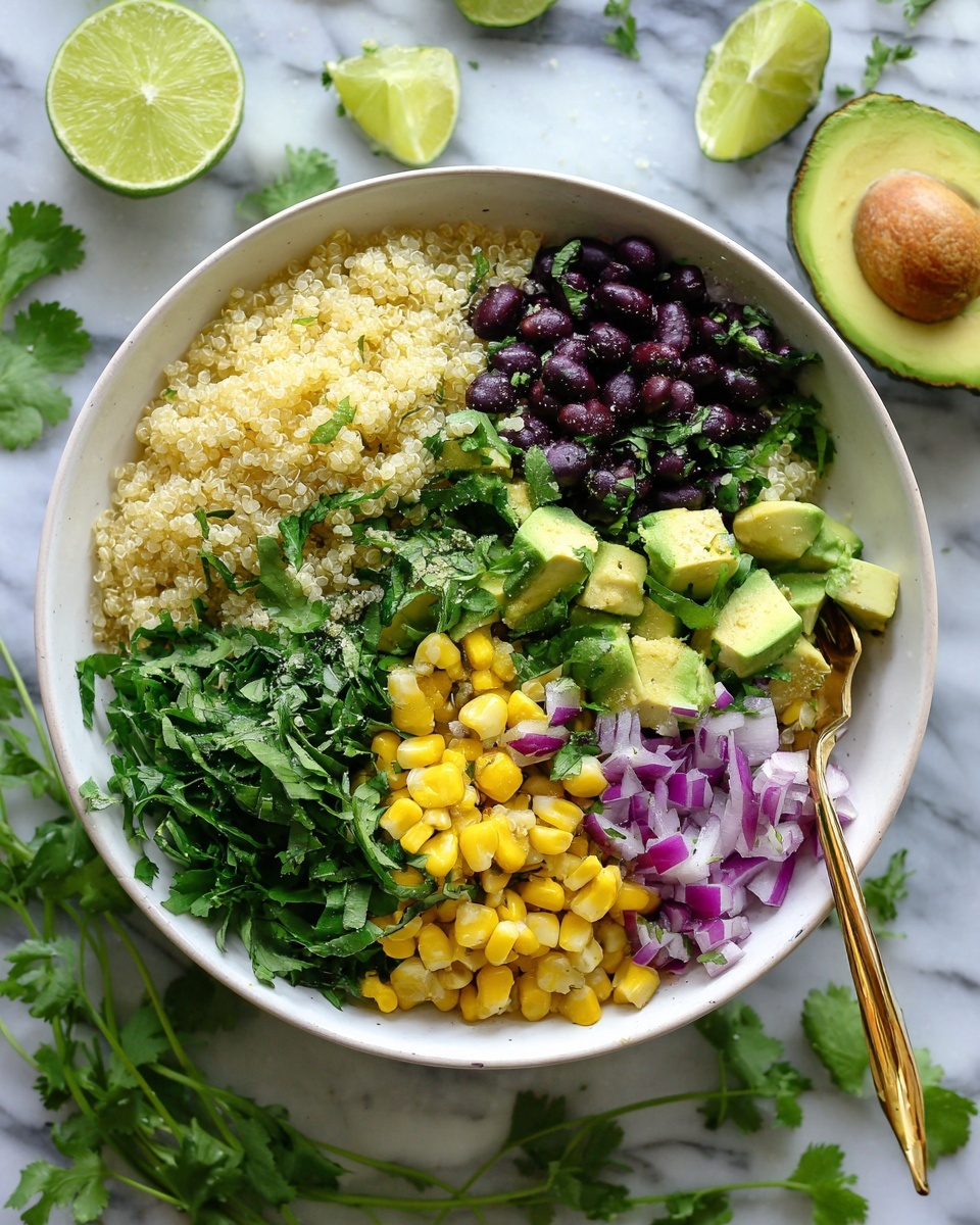 Black Bean Quinoa Bowl with Guacamole and Veggies Recipe - Recipe Image