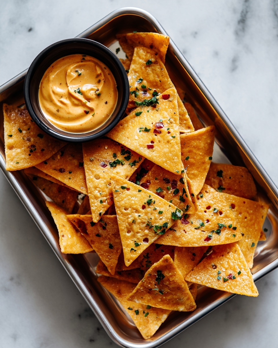 Nacho Triangles with Salsa-Ranch Dipping Sauce Recipe - Recipe Image