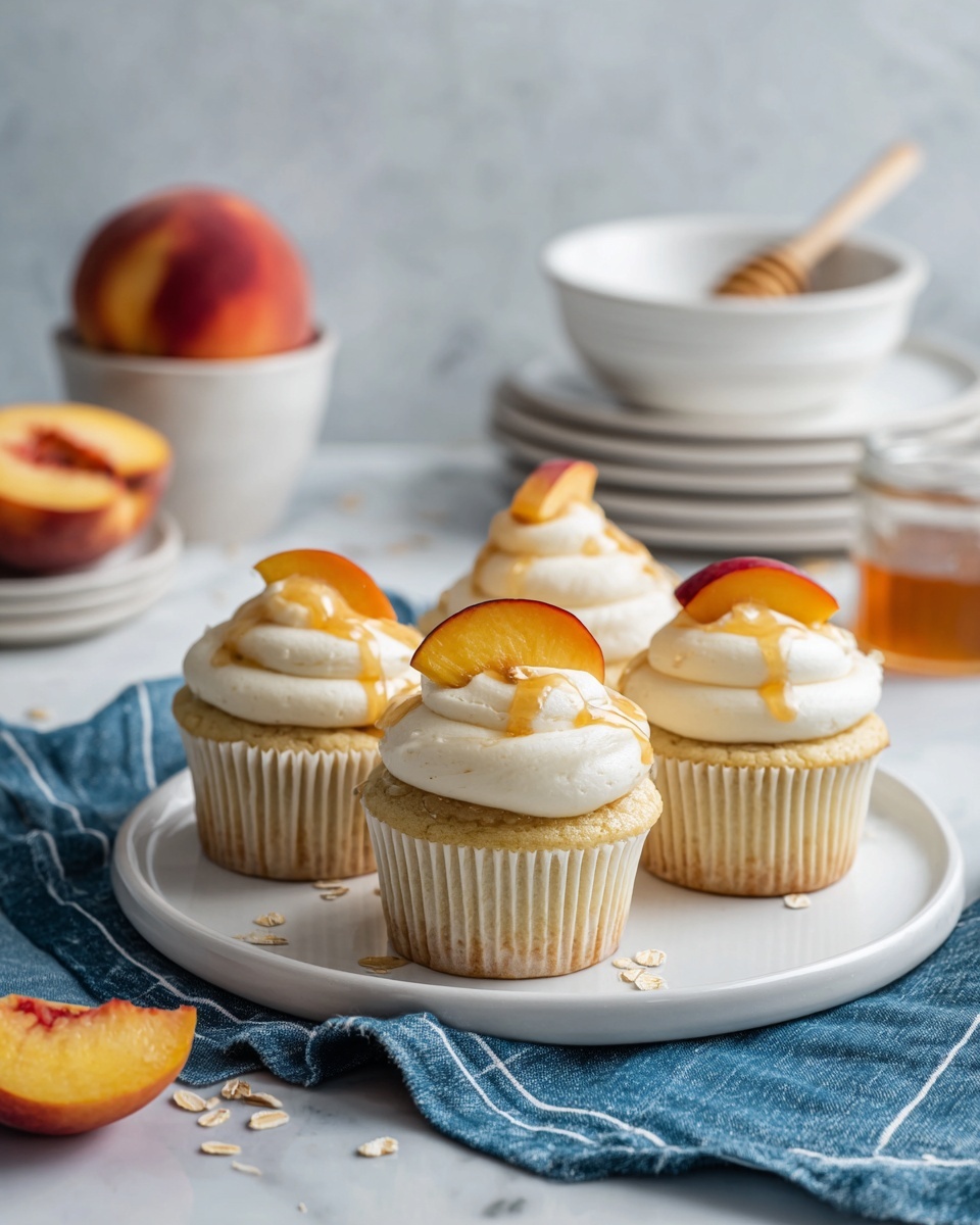 Honey Peach Cream Cheese Cupcakes – Sweet & Heavenly Recipe - Recipe Image