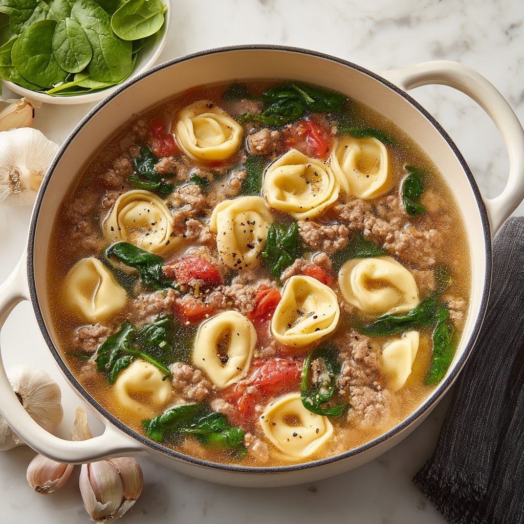 Creamy Tuscan Garlic Tortellini Soup Recipe - Recipe Image