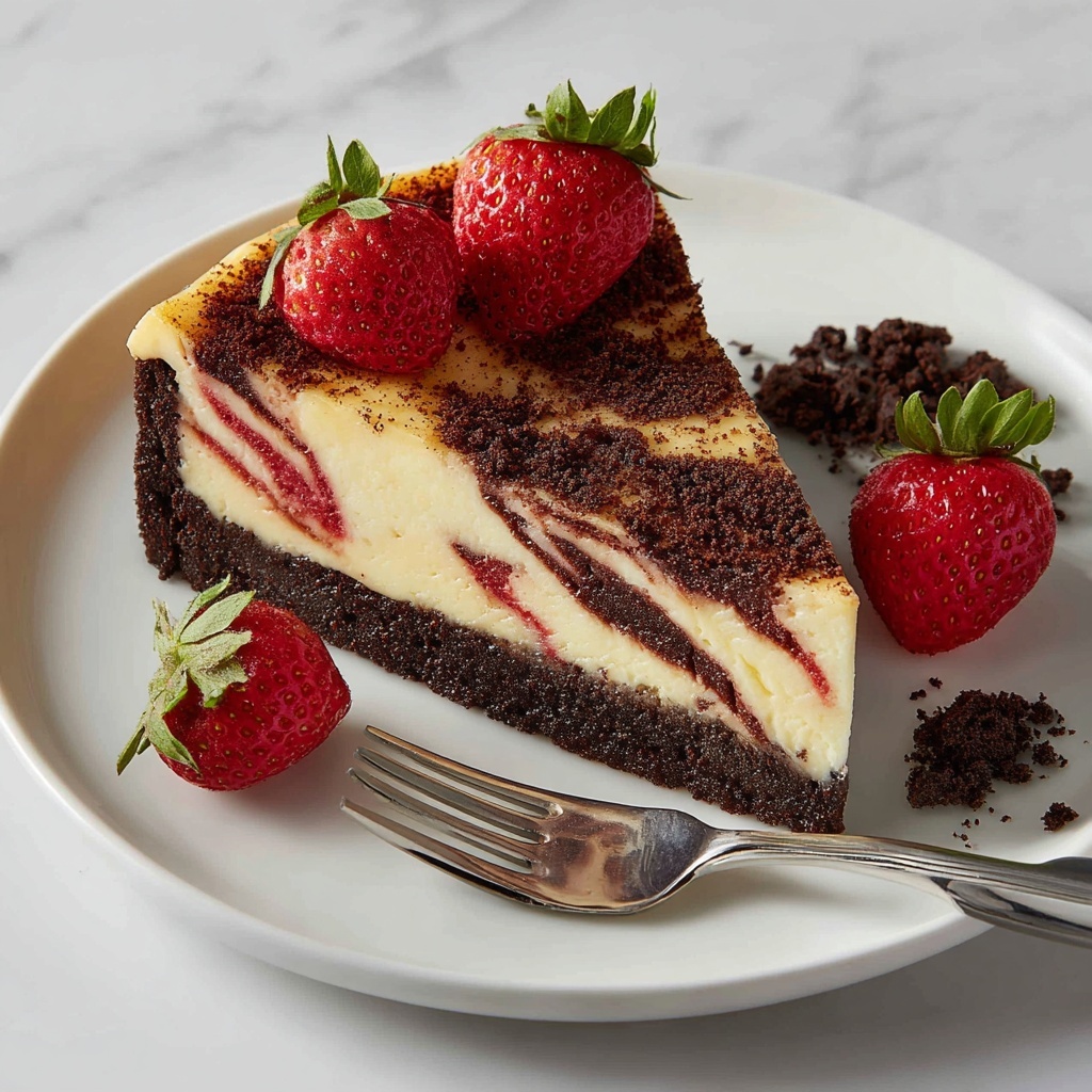 Chocolate Strawberry Swirl Cheesecake Recipe - Recipe Image