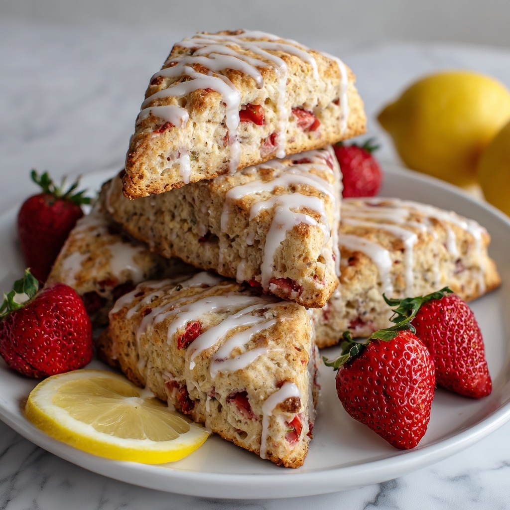 Strawberry Scones with Lemon Glaze Recipe - Recipe Image