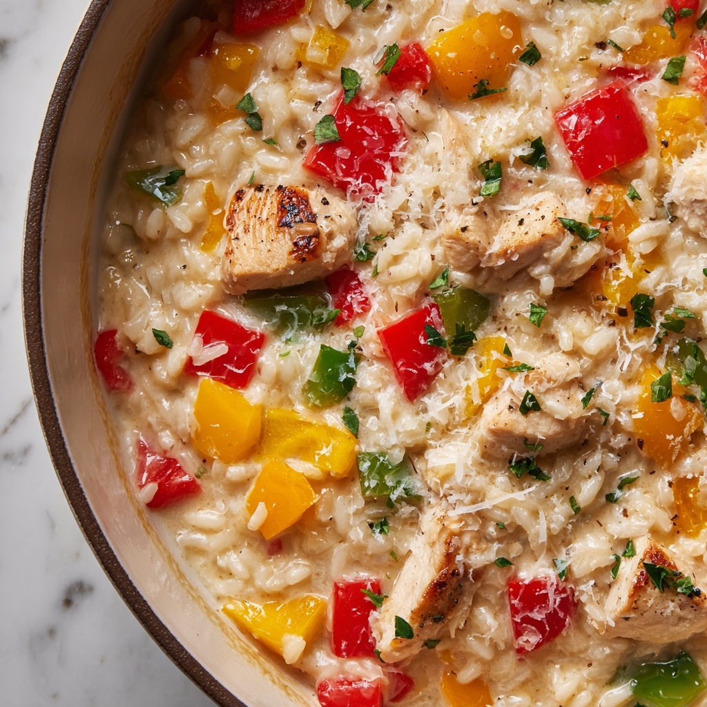 Creamy Chicken and Red Bell Pepper Risotto Recipe - Recipe Image