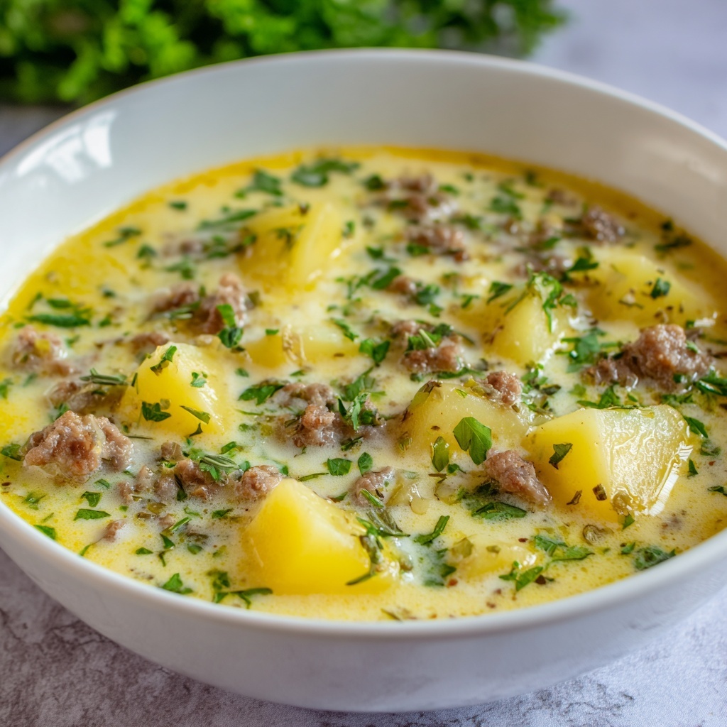 Creamy Potato & Sausage Soup Recipe - Recipe Image