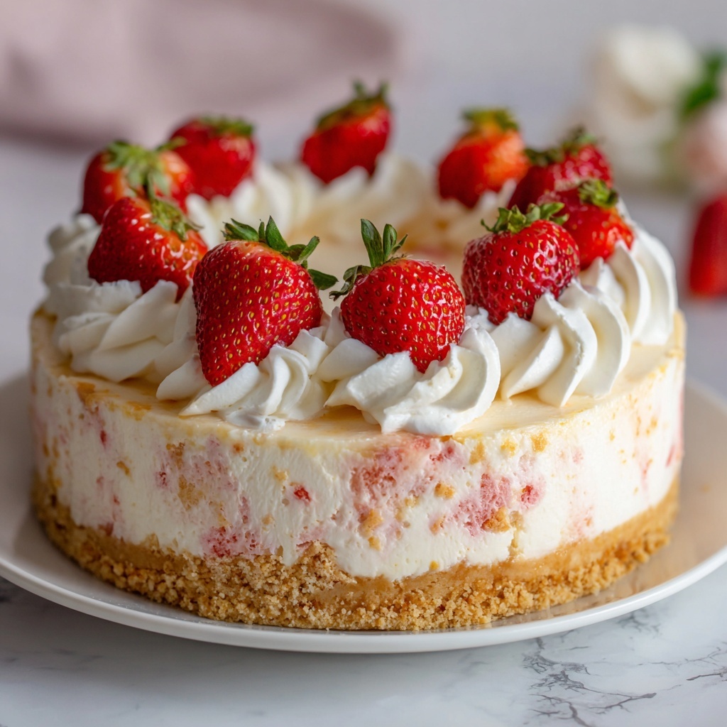 White Chocolate Strawberry Cheesecake Recipe - Recipe Image