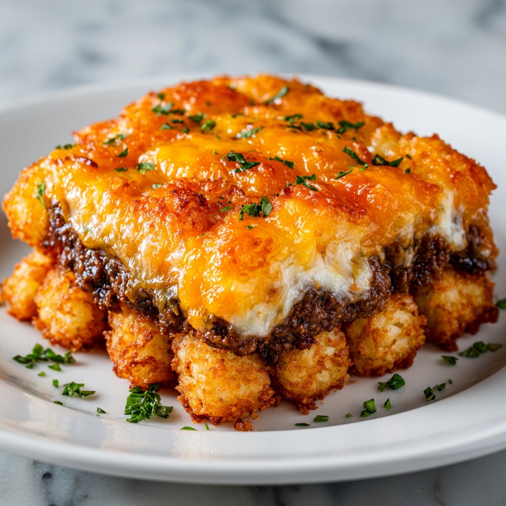 Cheesy Ground Beef Tater Tot Casserole Recipe - Recipe Image