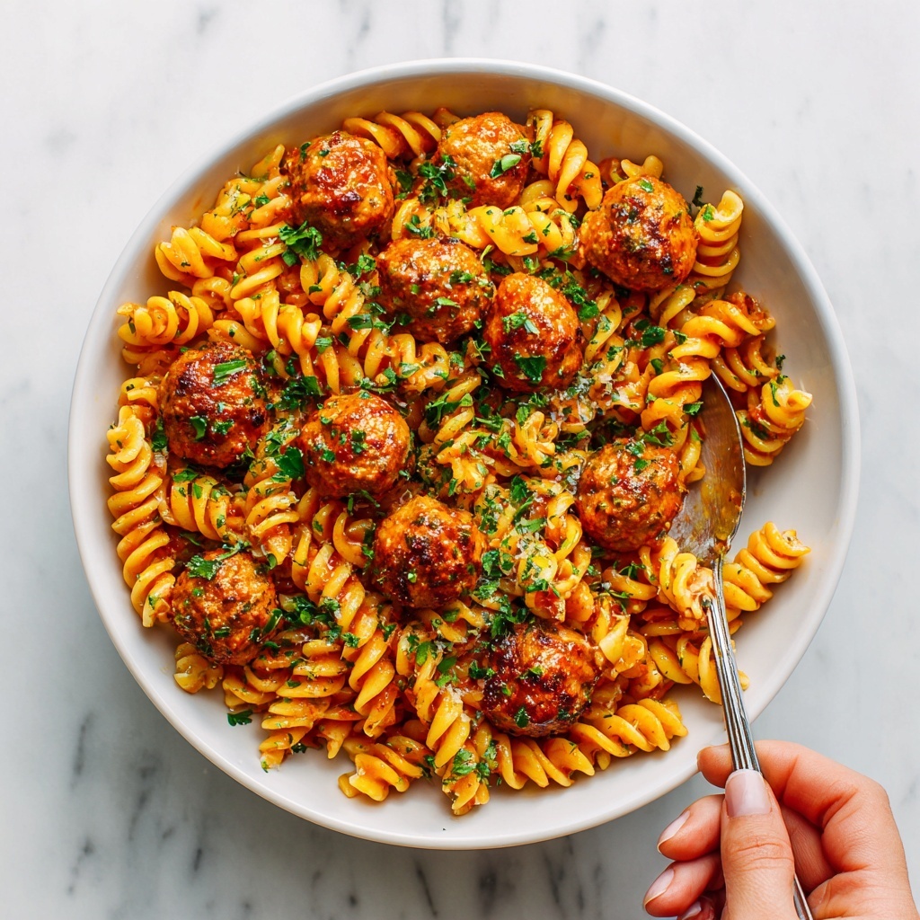 Sweet and Tangy BBQ Meatball Pasta Recipe - Recipe Image