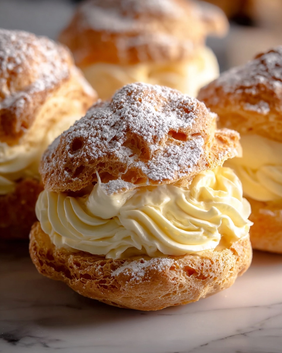 Cream Puffs with Vanilla Whipped Cream and Powdered Sugar Glaze Recipe - Recipe Image
