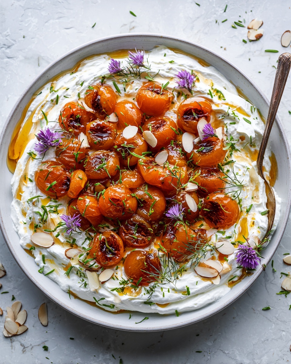 Grilled Apricots with Whipped Goat Cheese & Thyme Honey Recipe - Recipe Image