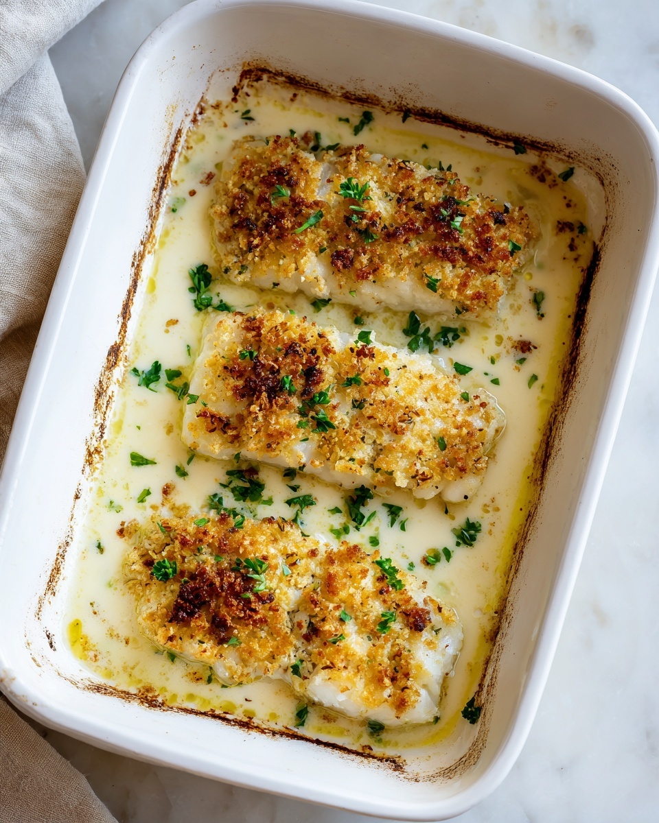 Creamy Lemon Garlic Baked Cod Recipe - Recipe Image