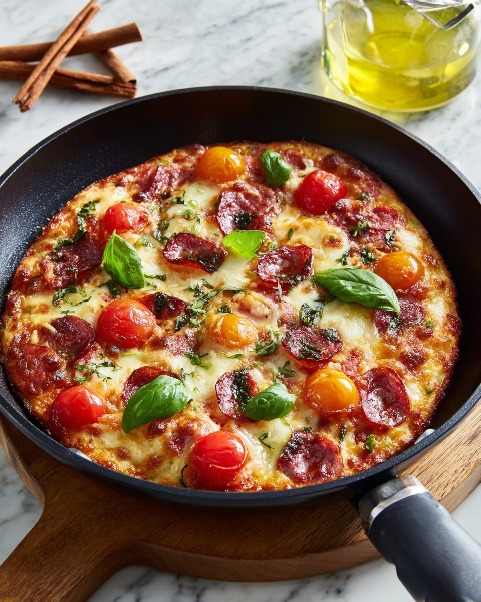 Skillet Cheesy Pizza Chicken Recipe - Recipe Image