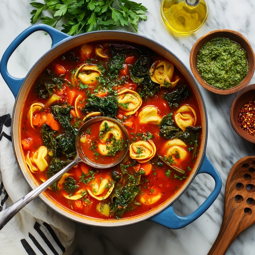 Tortellini Soup with Kale and Fennel in Tomato Broth Recipe - Recipe Image