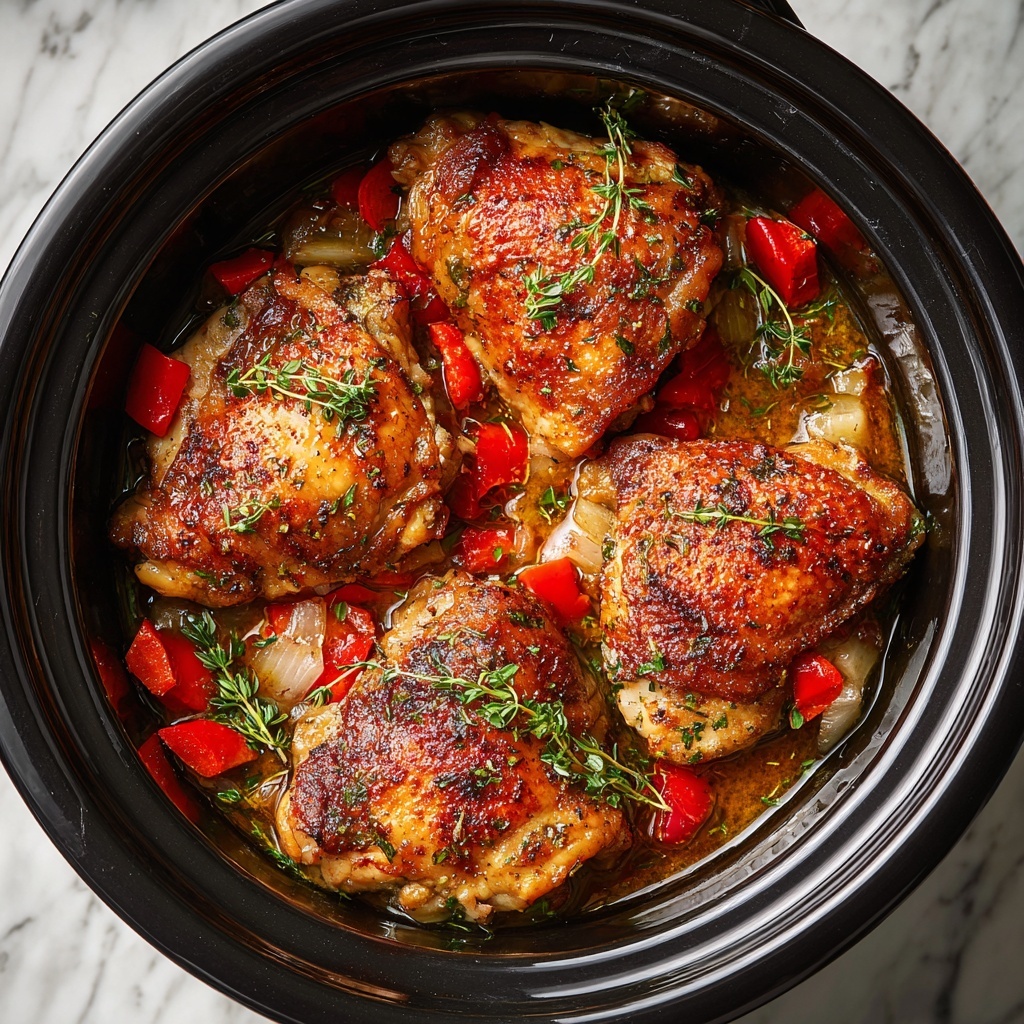 Slow Cooker Tuscan Chicken Thighs Recipe - Recipe Image
