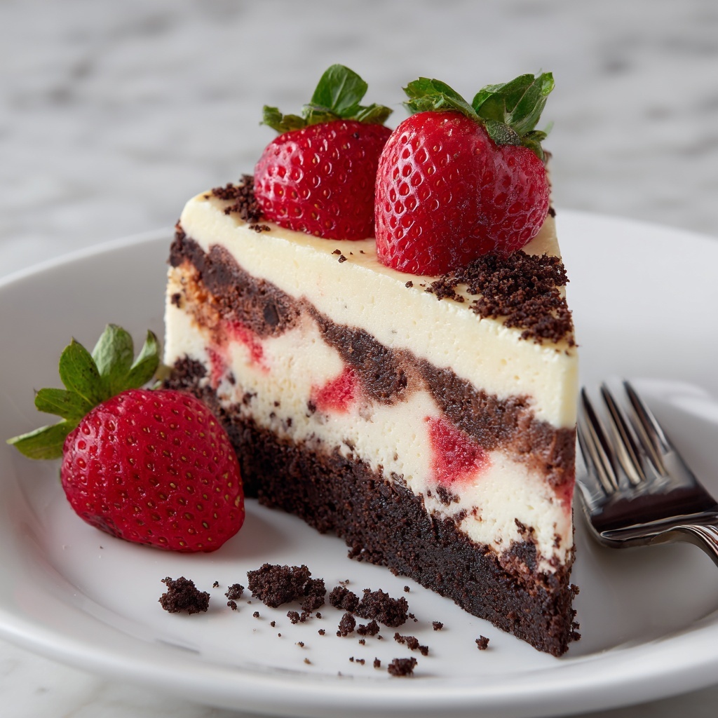 Chocolate Strawberry Swirl Cheesecake Recipe - Recipe Image