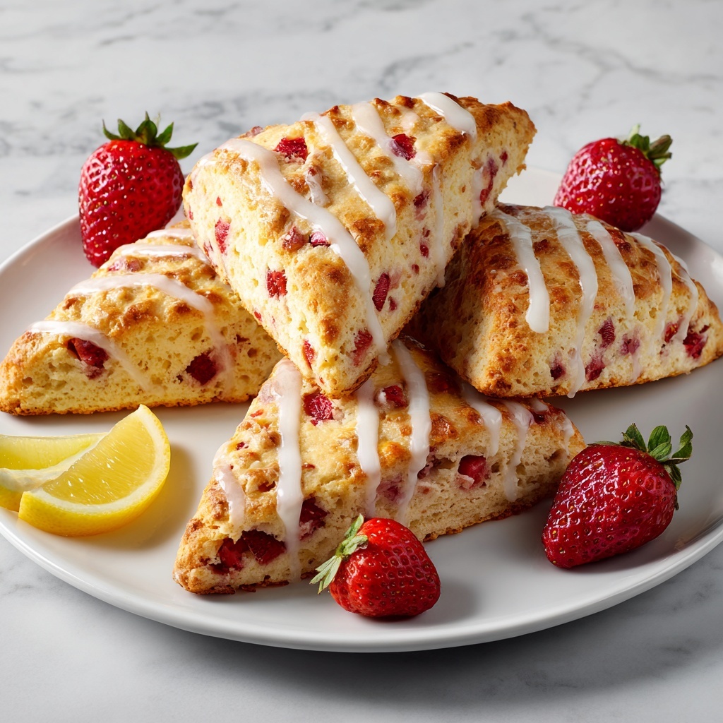Strawberry Scones with Lemon Glaze Recipe - Recipe Image