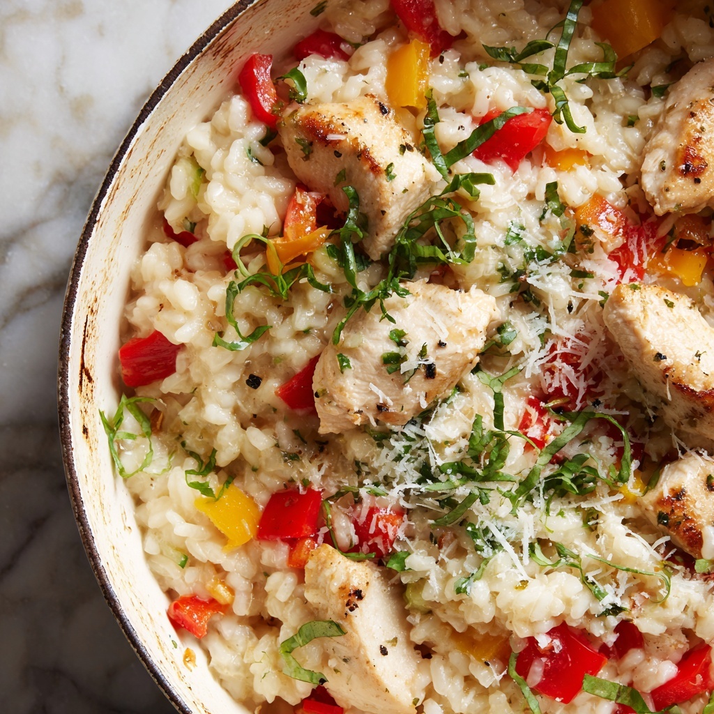 Creamy Chicken and Red Bell Pepper Risotto Recipe - Recipe Image