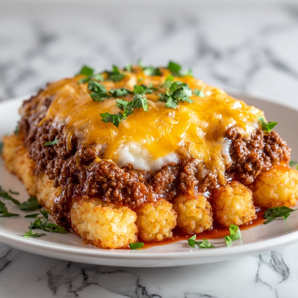 Cheesy Ground Beef Tater Tot Casserole Recipe - Recipe Image
