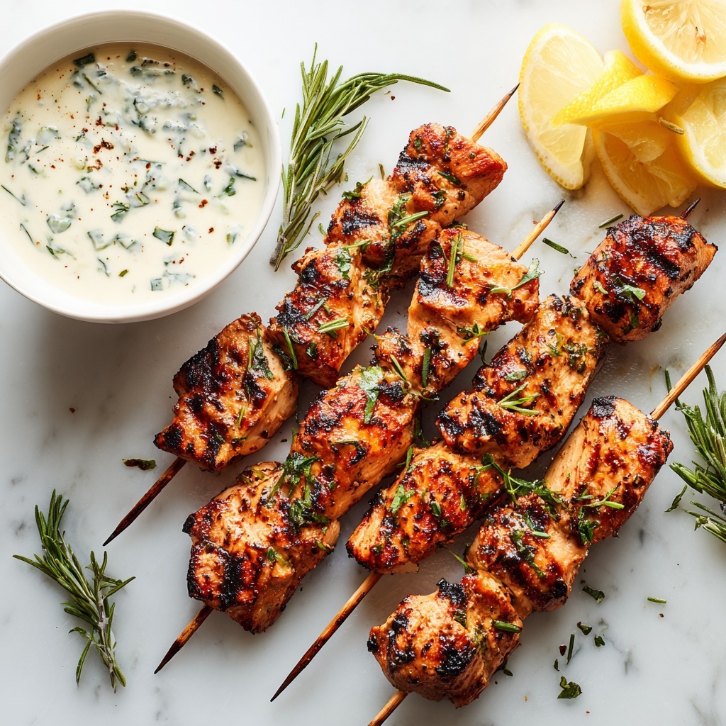Greek Lemon Chicken Skewers with Tzatziki Sauce Recipe - Recipe Image