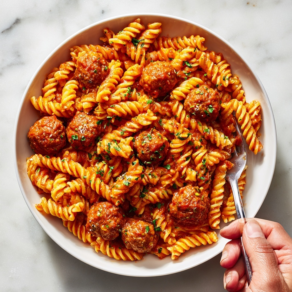 Sweet and Tangy BBQ Meatball Pasta Recipe - Recipe Image
