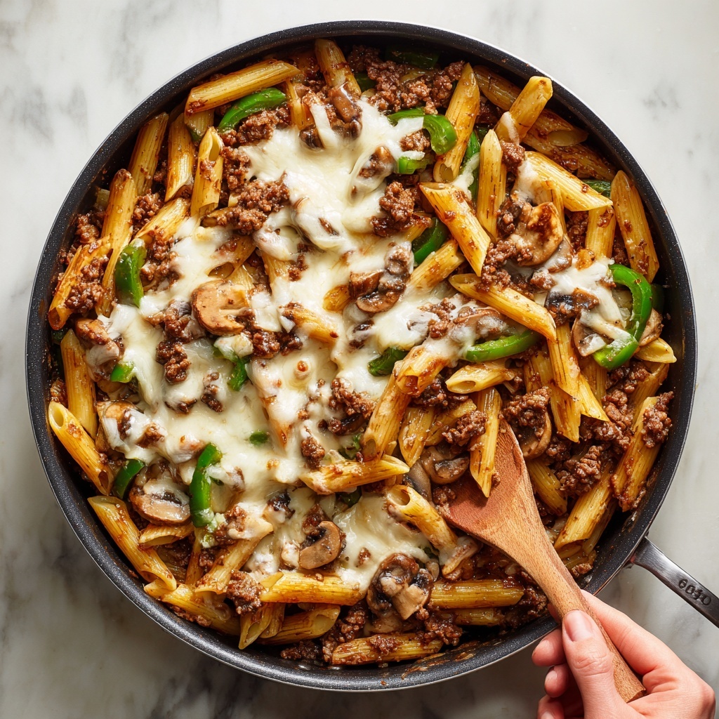 Philly Cheesesteak Pasta Recipe - Recipe Image
