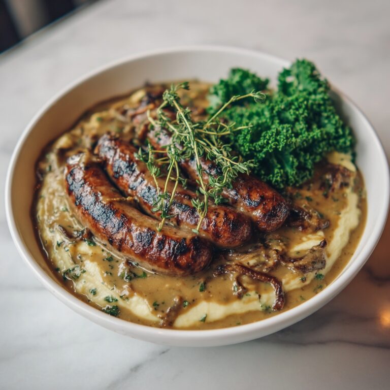Sausages with Homemade Onion Gravy Recipe