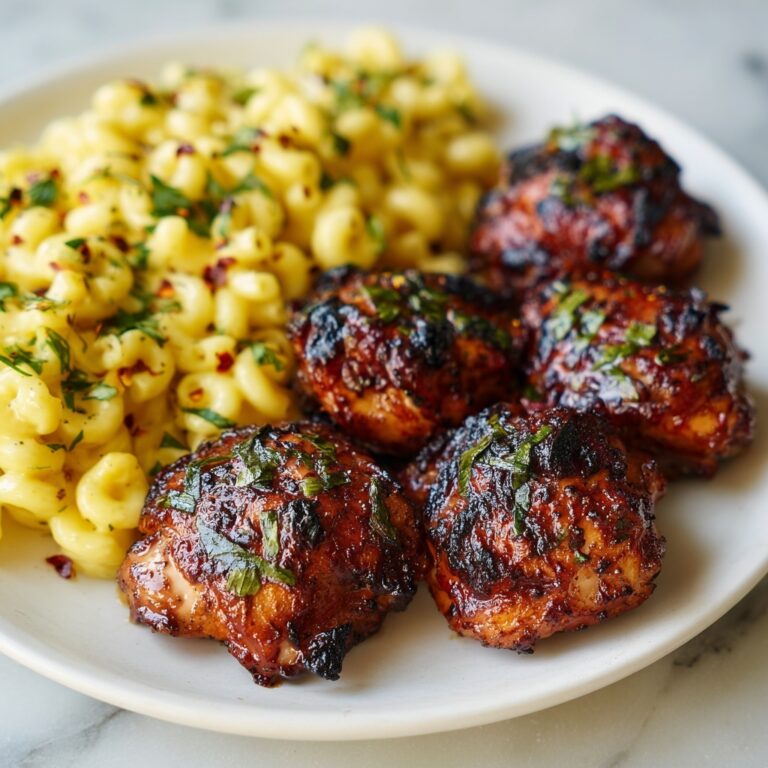 Sweet and Spicy Honey Pepper Chicken with Creamy Macaroni Cheese Recipe
