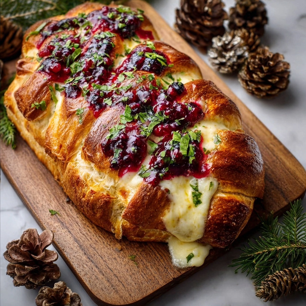 Garlic Herb Sourdough Bread Stuffed with Brie & Cranberry Recipe - Recipe Image