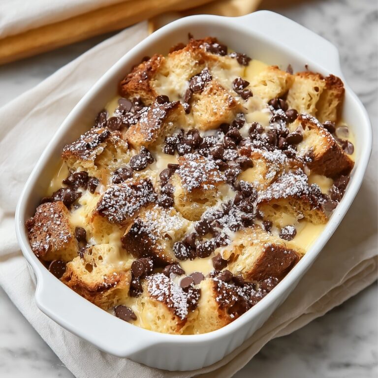 Chocolate Chip Bread Pudding with Cream Sauce Recipe