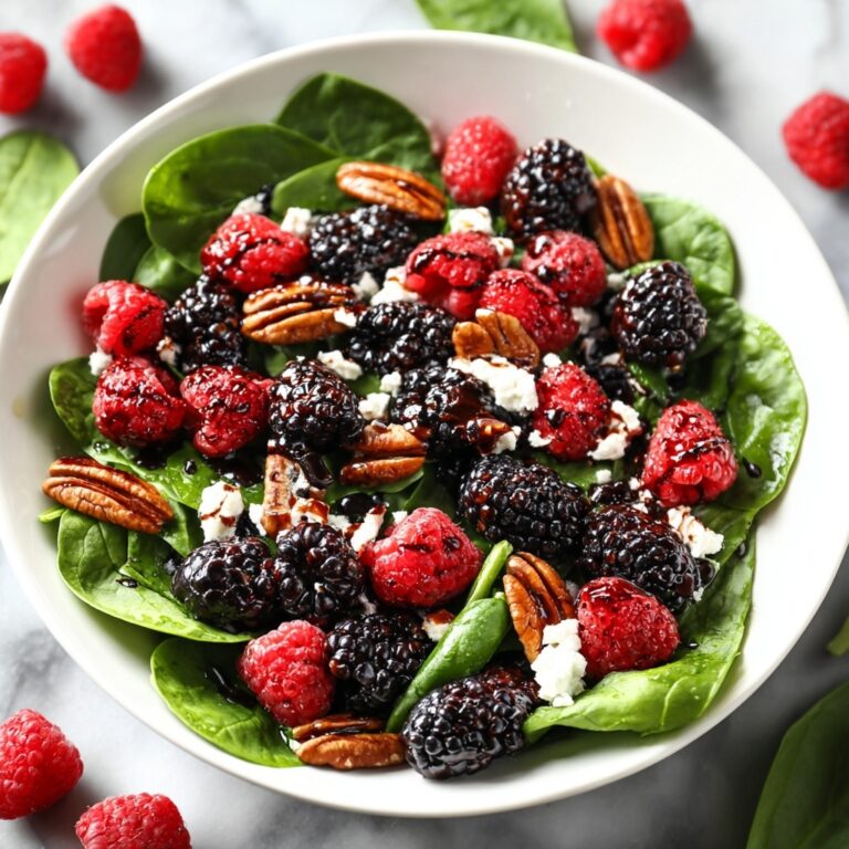 Berry Spinach Salad with Toasted Pecans, Feta, and Balsamic Glaze Recipe