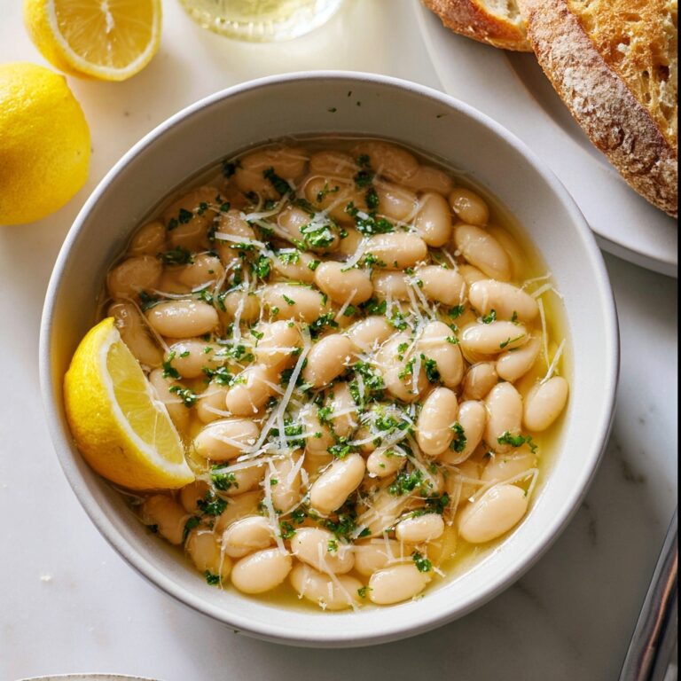 Brothy White Beans with Parmesan and Lemon Recipe