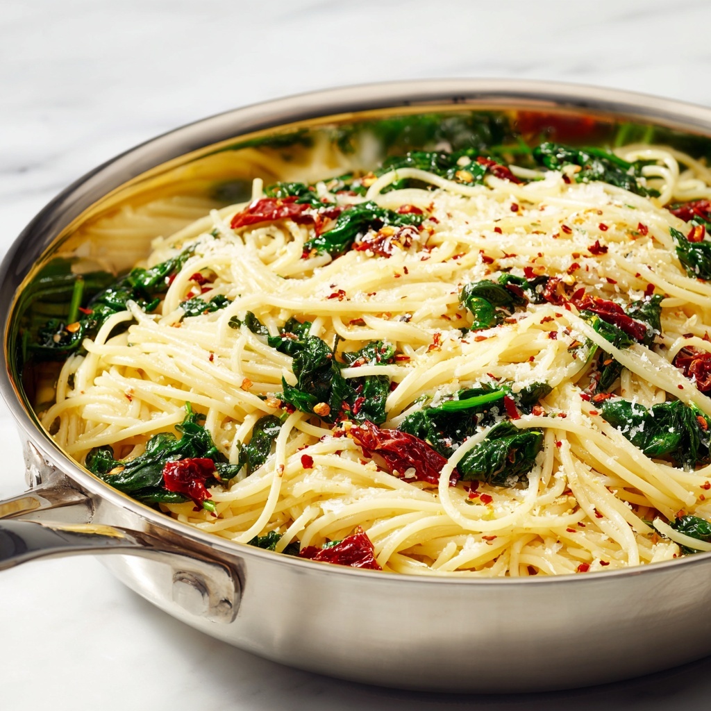 Spaghetti & Spinach with Sun-Dried Tomato Cream Sauce Recipe - Recipe Image
