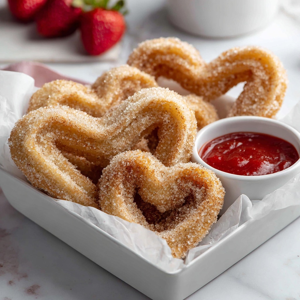 Heart-Shaped Churros with Chocolate Dipping Sauce Recipe - Recipe Image