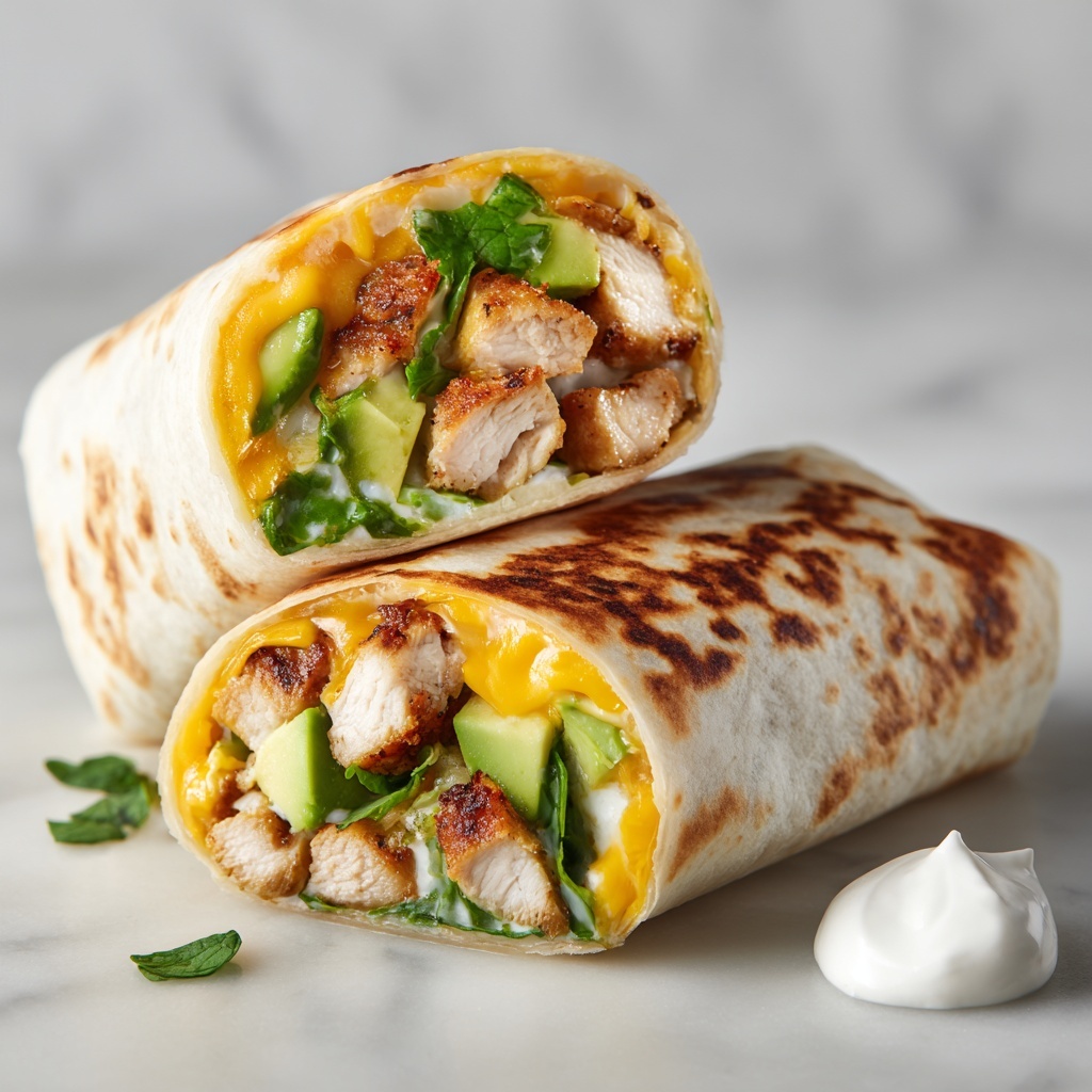 Spicy Cheesy Garlic Chicken Avocado Wraps Recipe - Recipe Image