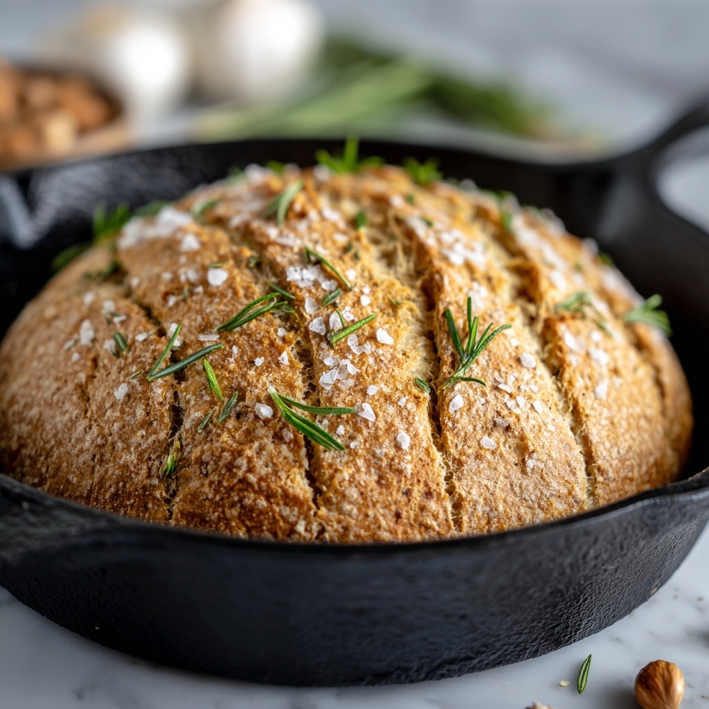 Rustic No-Knead Rosemary Garlic Bread Recipe - Recipe Image