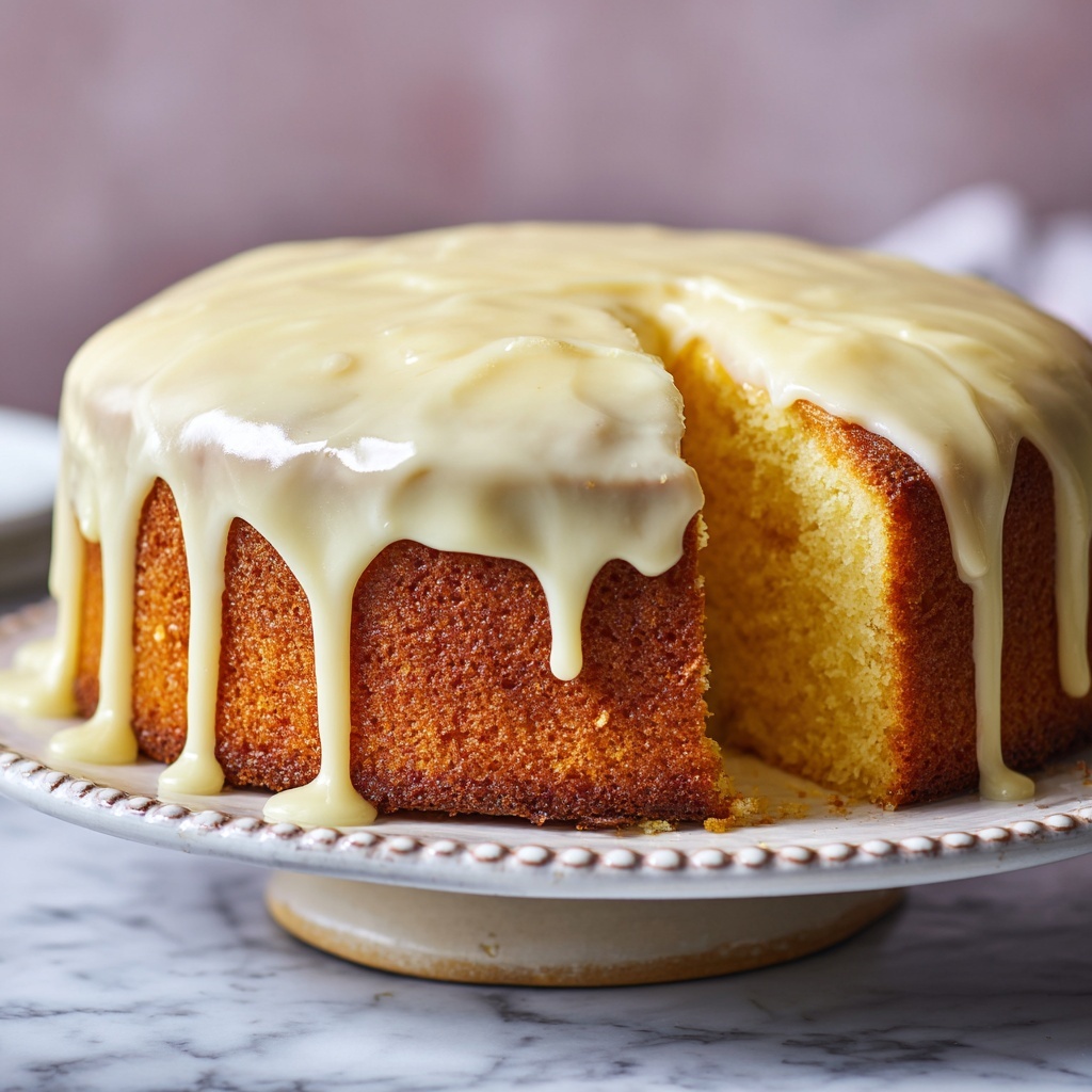 Vanilla Buttermilk Pound Cake with Cream Cheese Glaze Recipe - Recipe Image