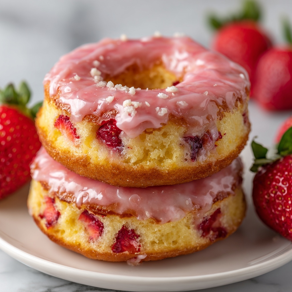 Strawberry Cake Donuts Recipe - Recipe Image