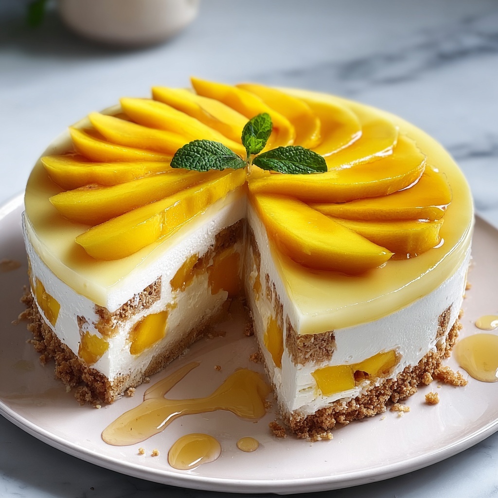 Unbaked Cheese and Mango Cake Recipe - Recipe Image